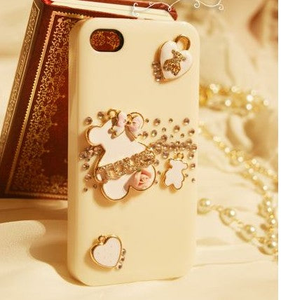 在庫処分★クマさん　リボン　ハート　5点セット　デコパーツ　ハンドメイドパーツ　アクセサリー　　チャーム 　ゴールド　金属カメリアパーツ