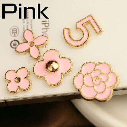 在庫処分★デコパーツ フラワー 山茶花 5点セット ハンドメイドパーツ アクセサリー デコパーツ 金属カメリアパーツ