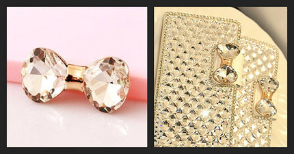 セール★デコパーツ リボン クリスタルストーン メタルパーツ パーツ アクセサリー 金属カメリアパーツ デコ電パーツ 1個