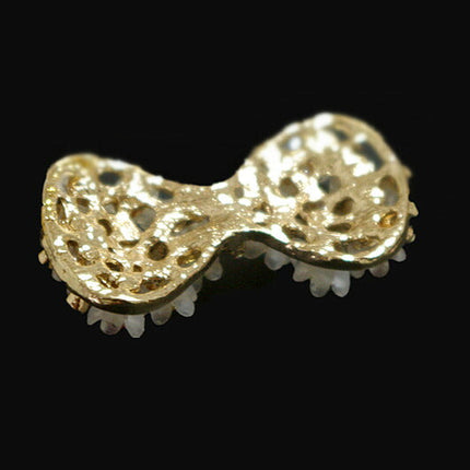 デコパーツ リボン  デコパーツ キラキラ カラーストーンパーツ ハンドメイドパーツ メタルデコパーツ アクセサリー材料 ゴールド金属カメリアパーツ 1個