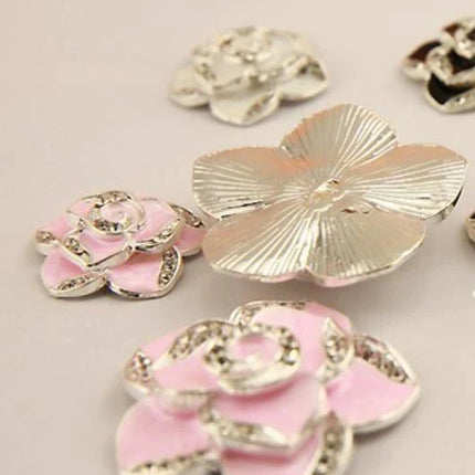 セール★激安★デコパーツ フラワー 2点セット ハンドメイドパーツ メタルデコパーツ  フラワーパーツ　金属カメリアパーツ