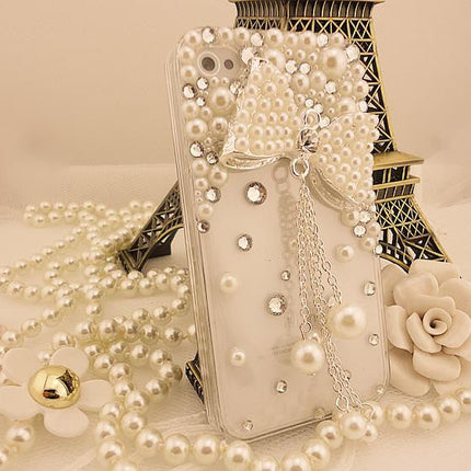 在庫処分★デコパーツ リボン メタルデコパーツ ハンドメイドパーツ　パール　リボンパーツ・チャーム ペンダントトップ シルバー金属カメリアパーツ 1個