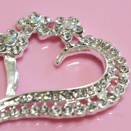 デコパーツ ハート フラワー ハートパーツ シルバー金属カメリアパーツ 1個