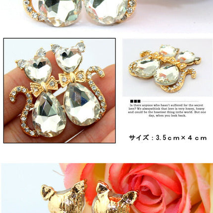 メタルデコパーツ ・リボン　キラキラ・猫・ネコ・ハンドメイドパーツ・アクセサリー・デコパーツ ・デコ電パーツ・1個・金属カメリアパーツ