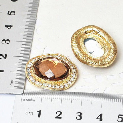 キラキラ・カメオ・ハンドメイドパーツ・アクセサリー・デコパーツ・スワロフスキー・ゴールド・金属カメリアパーツ・1個