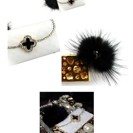 セール★デコパーツ バッグ ファー付き メタルデコパーツ キラキラ ハンドメイドパーツ アクセサリー デコパーツ金属カメリアパーツ・1個