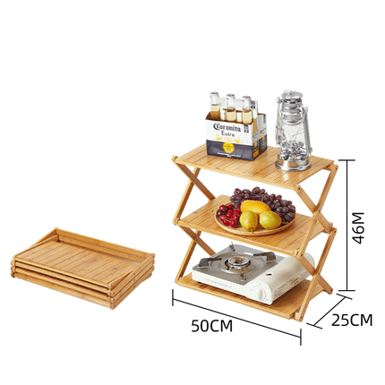 竹製 折りたたみラック 幅50cm  3段 棚 収納棚 ナチュラル キャンプ アウトドア ラック 軽量 コンパクト  組み立て不要  植物棚 フラワースタンド 園芸ラック ガーデンラック  キッチンラック ランドリー ベランダラック 収納 インテリア おしゃれ