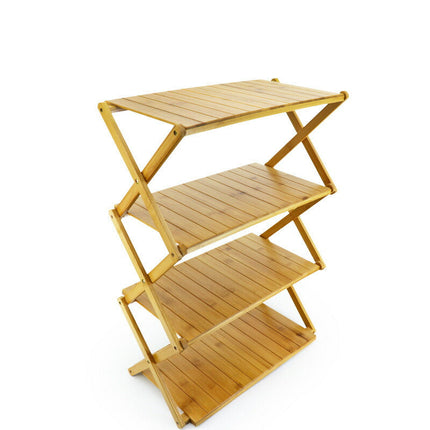 折りたたみラック 竹製 幅50cm 4段 2way棚 収納棚 ウッドラック ナチュラル キャンプ アウトドア ラック 軽量 コンパクト  組み立て不要  植物棚 フラワースタンド 園芸ラック ガーデンラック  キッチンラック ランドリー ベランダラック 収納 インテリア おしゃれ