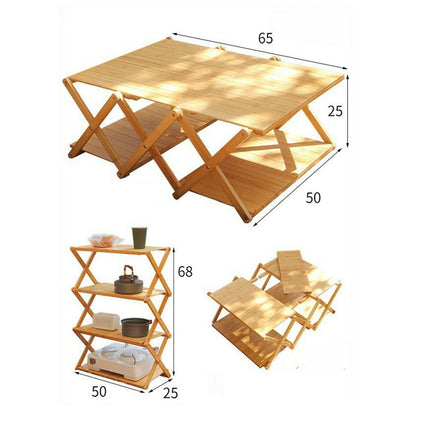 折りたたみラック 竹製 幅50cm 4段 2way棚 収納棚 ウッドラック ナチュラル キャンプ アウトドア ラック 軽量 コンパクト  組み立て不要  植物棚 フラワースタンド 園芸ラック ガーデンラック  キッチンラック ランドリー ベランダラック 収納 インテリア おしゃれ