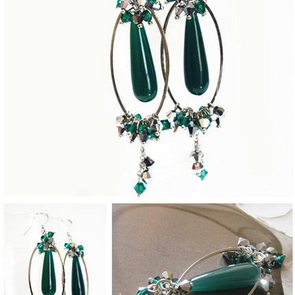 天然石　水晶 シルバー925　ピアス　人気揺れるロングイヤリング　レディースアクセサリー