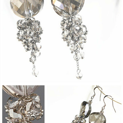 天然石　水晶　ビ-ズ シルバー925　ピアス　人気揺れる イヤリング　レディースアクセサリー