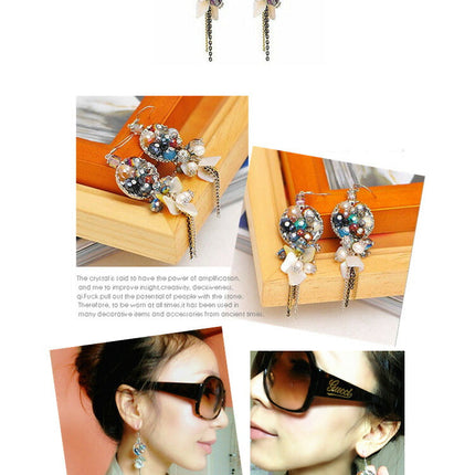 天然水晶　貝殻　ビ-ズ シルバー925　ピアス　人気　揺れるピアス イヤリング　レディースアクセサリー