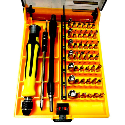 S ドライバーセット 訳あり★46in1 精密 変換名人 曲げられるフレキシブルシャフト付き 多機能 トルクス プラス マイナス ビット ネジ グリップ ピンセット 延長バー マグネット 磁石 スマホ/iPhone/眼鏡/PS3/PS4 工具 専用ケース 修理/分解 ヘッドスローブ ビット付け替え式