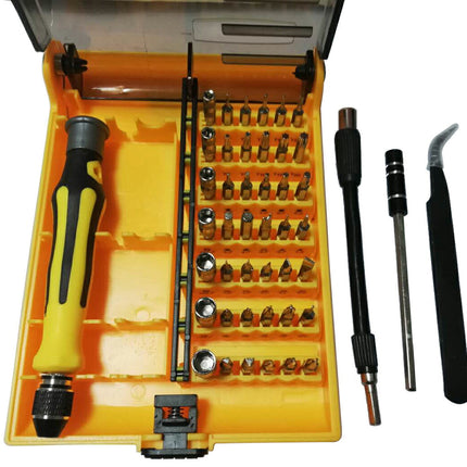 S ドライバーセット 訳あり★46in1 精密 変換名人 曲げられるフレキシブルシャフト付き 多機能 トルクス プラス マイナス ビット ネジ グリップ ピンセット 延長バー マグネット 磁石 スマホ/iPhone/眼鏡/PS3/PS4 工具 専用ケース 修理/分解 ヘッドスローブ ビット付け替え式