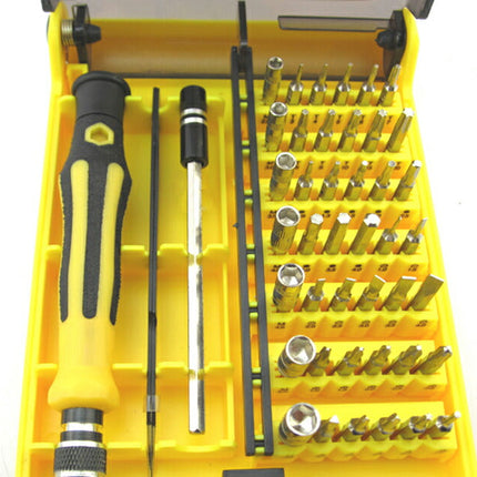 H ドライバーセット 訳あり★変換名人 45in1 精密 トルクス プラス マイナス + - 星型 ビット ネジ グリップ ピンセット 延長バー マグネット 磁石 スマホ/iPhone/眼鏡/PS3/PS4  工具 道具 専用ケース 修理/分解/特殊/ケース  ヘッドスローブ ビット付け替え式