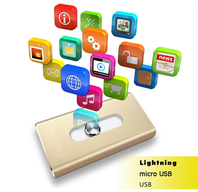 iPhone/iPad Lightning USBメモリー 3in1 16GB USB Mac micro USB データ、音楽再生、写真移動、コピー、ライトニング - Lightning USBフラッシュメモリー iphone usb フラッシュメモリ